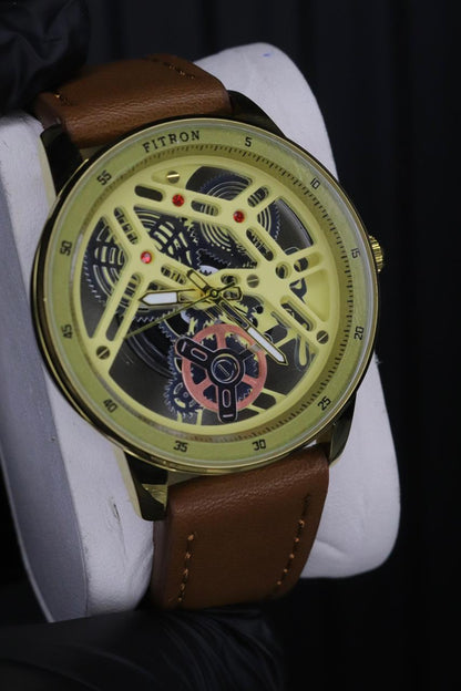 Fitron Classic Chrono: Sophisticated Minimalist Stainless Steel Watch ( WITHOUT BOX ) BLACK