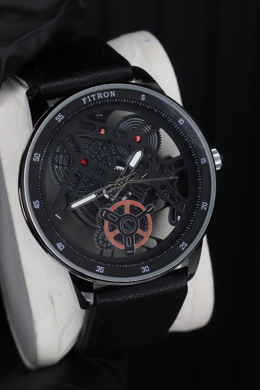 Fitron Classic Chrono: Sophisticated Minimalist Stainless Steel Watch ( WITHOUT BOX ) BLACK