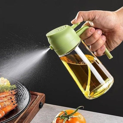 2-in-1 Oil Spray Bottle – Adjustable Mist & Dispenser, 380ml Leak-Proof Glass Container for Cooking, BBQ, Baking & Air Fryer (Random Color)