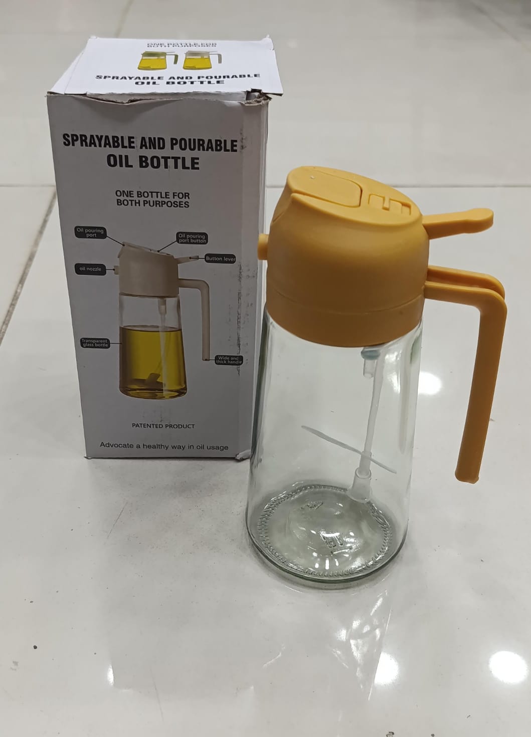2-in-1 Oil Spray Bottle – Adjustable Mist & Dispenser, 380ml Leak-Proof Glass Container for Cooking, BBQ, Baking & Air Fryer (Random Color)