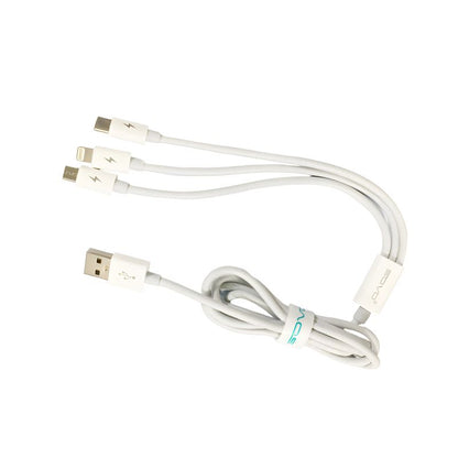 SOVO High Quality 3-in-1 Fast Charging Cable – Multi Charging Cable for Micro USB, Type-C & Lightning Devices