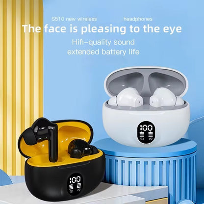 895B Wireless Bluetooth Earbuds with LED Display – Stereo Earbuds, Bluetooth 5.3, Type-C Fast Charging, Mic for Android & iPhone (Random Color)
