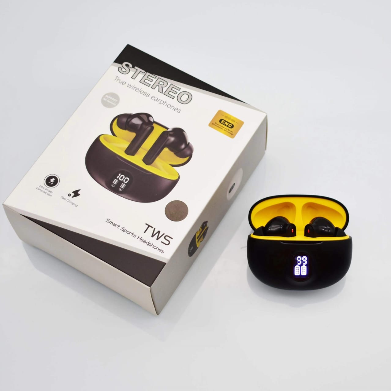 895B Wireless Bluetooth Earbuds with LED Display – Stereo Earbuds, Bluetooth 5.3, Type-C Fast Charging, Mic for Android & iPhone (Random Color)