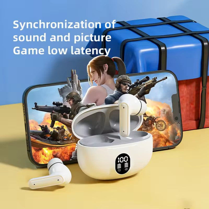 895B Wireless Bluetooth Earbuds with LED Display – Stereo Earbuds, Bluetooth 5.3, Type-C Fast Charging, Mic for Android & iPhone (Random Color)
