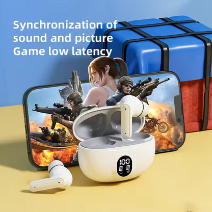 895B Wireless Bluetooth Earbuds with LED Display – Stereo Earbuds, Bluetooth 5.3, Type-C Fast Charging, Mic for Android & iPhone (Random Color)
