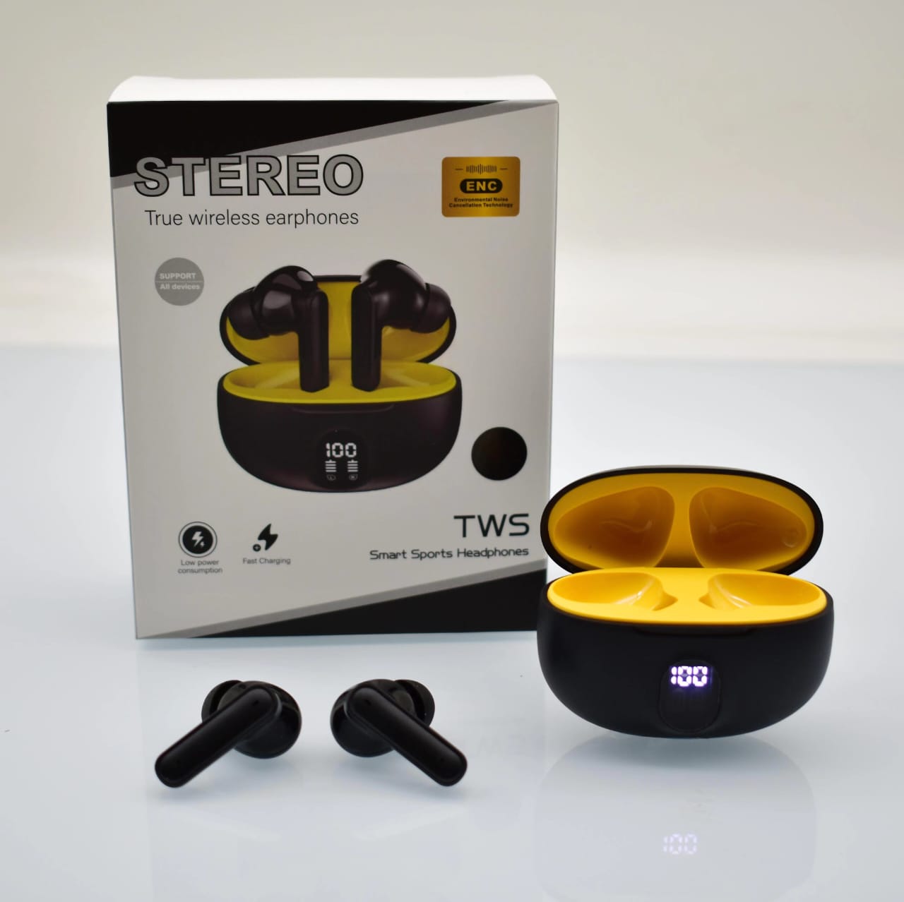 895B Wireless Bluetooth Earbuds with LED Display – Stereo Earbuds, Bluetooth 5.3, Type-C Fast Charging, Mic for Android & iPhone (Random Color)