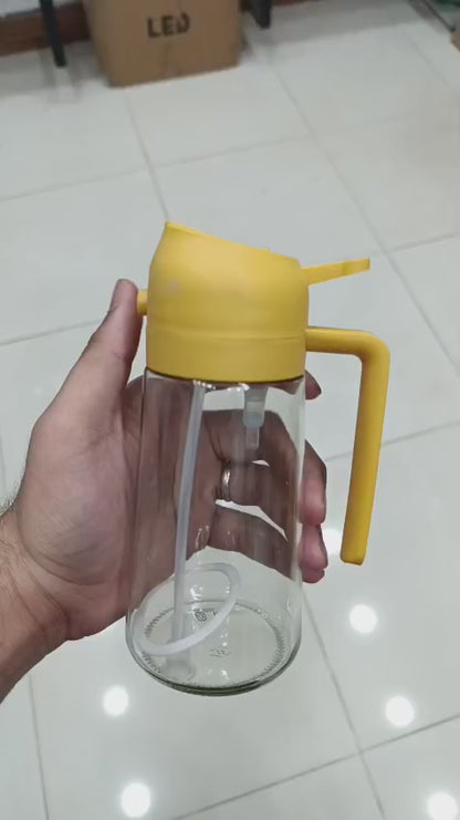 2-in-1 Oil Spray Bottle – Adjustable Mist & Dispenser, 380ml Leak-Proof Glass Container for Cooking, BBQ, Baking & Air Fryer (Random Color)
